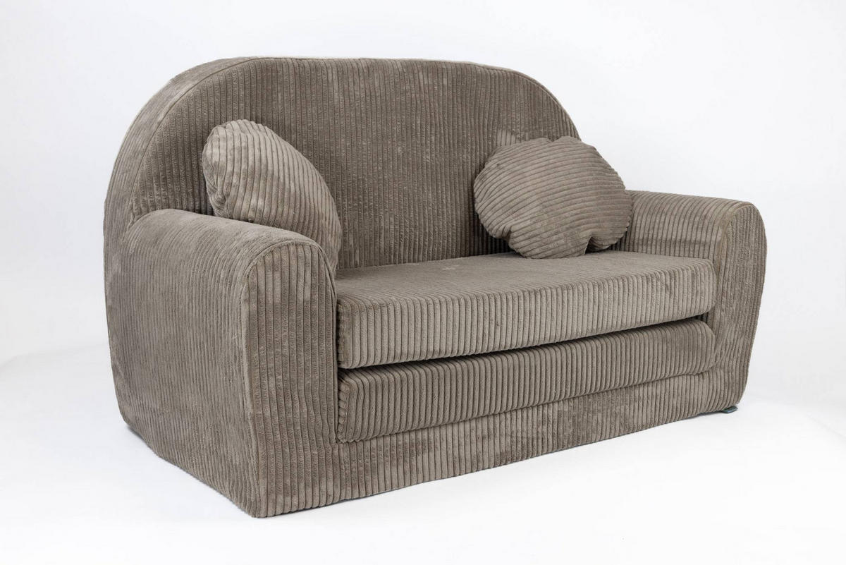 KINDERSOFA MIT VERLÄNGERUNG aus Kuschel-Cord in Braun - Braun, Textil (100/60/50cm) - Fortisline