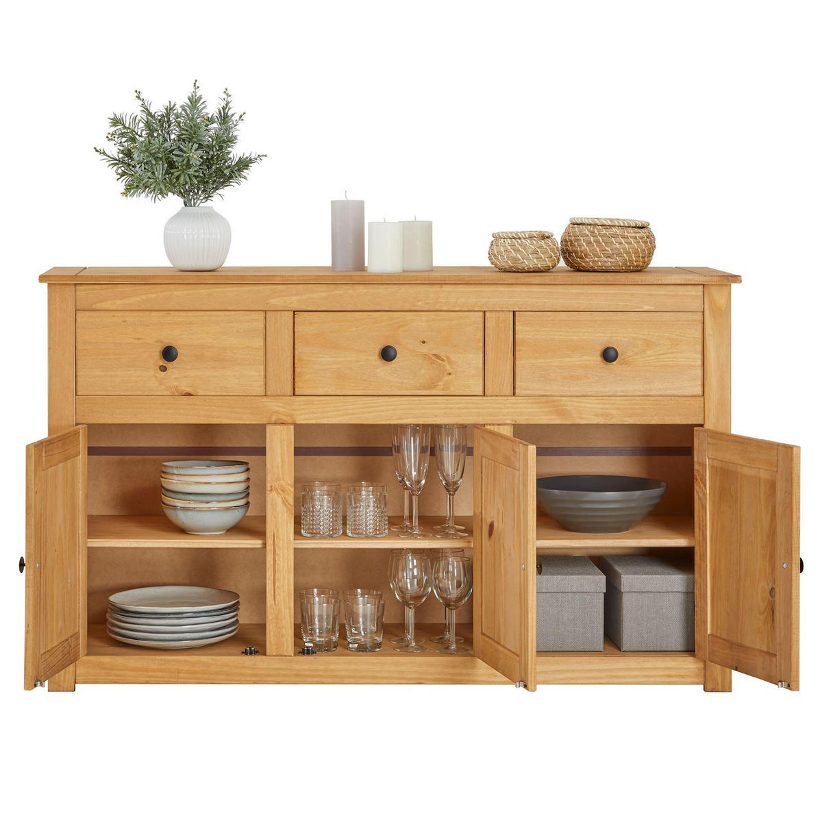 SIDEBOARD CANCUN gebeizt/gewachst - Kieferfarben, Holz (135/80/40cm) - CARO-Möbel