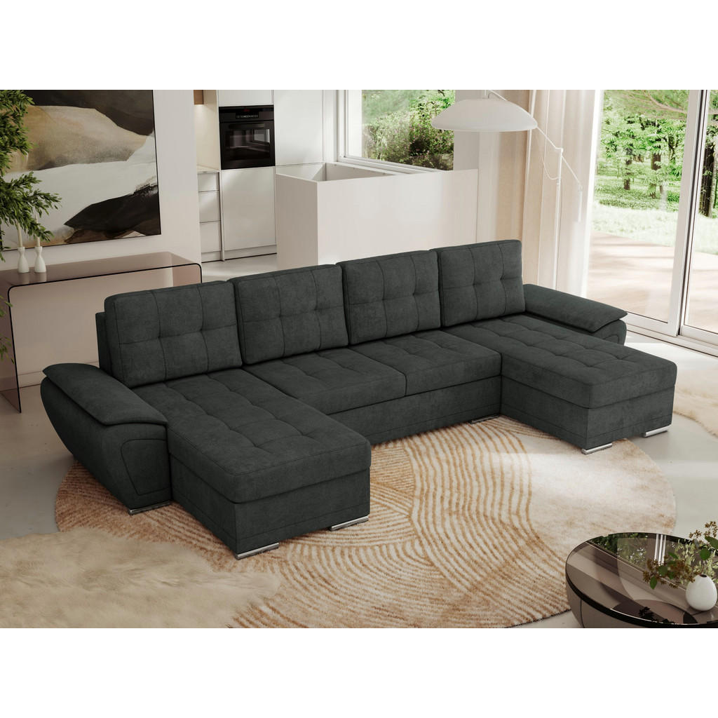 Thumbnail - MKS Wohnlandschaft, Dunkelgrau, Textil, 5-Sitzer, U-Form, 336x85x157 cm, Wohnzimmer, Sofas & Couches, Wohnlandschaften, ...