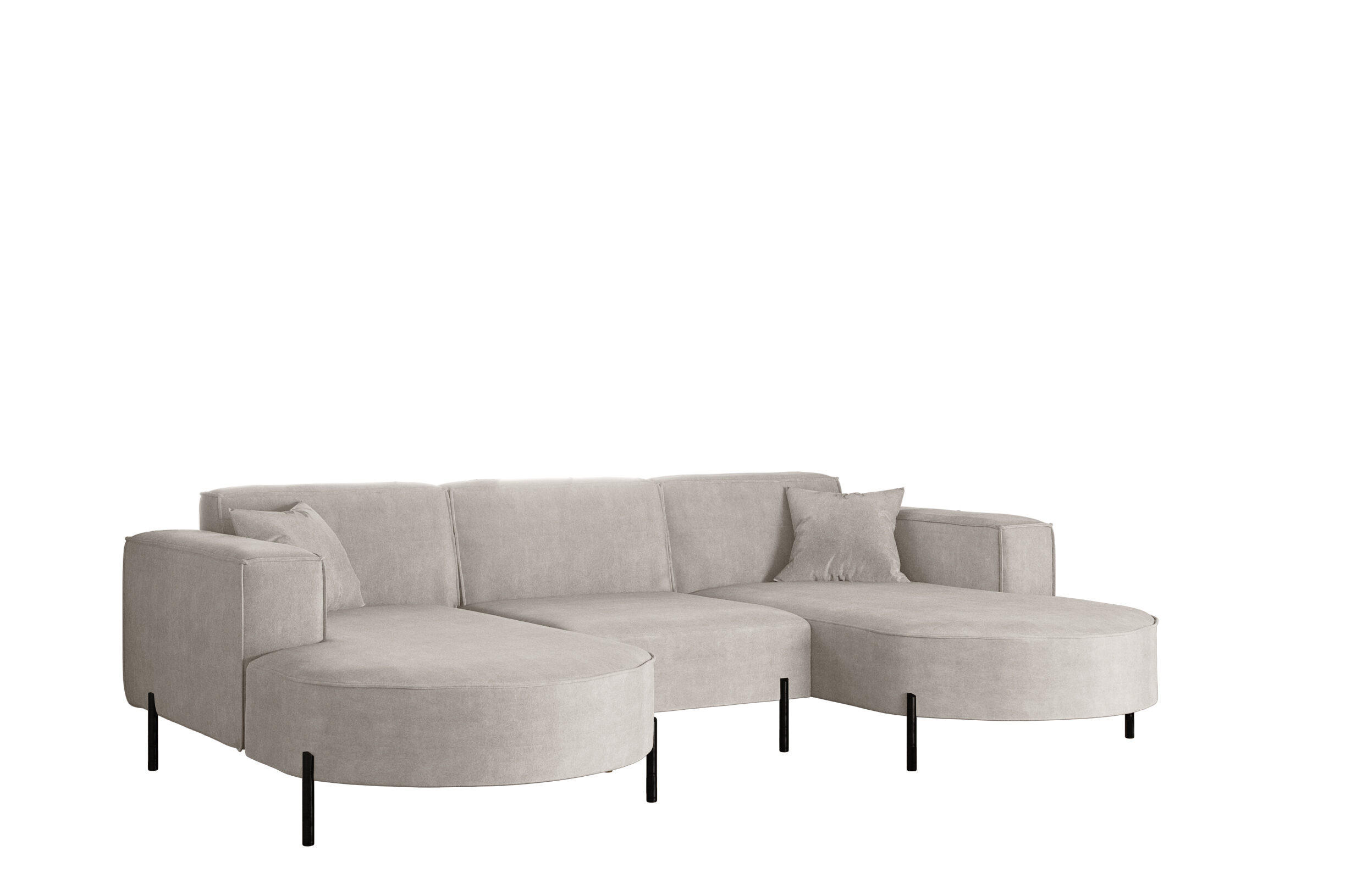 ECKSOFA U-Form Designer Modena Rein Stoff Noel Hellgrau - Hellgrau, Holz (165/299cm) - Kaiser Möbel