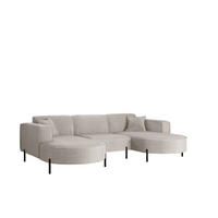 ECKSOFA U-Form Designer Modena Rein Stoff Noel Hellgrau - Hellgrau, Holz (165/299cm) - Kaiser Möbel