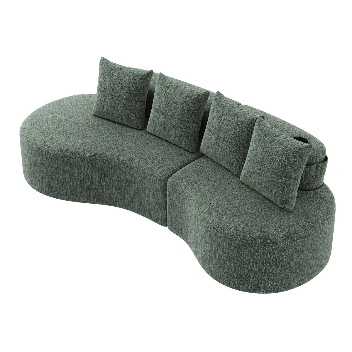 SOFA 240/109/60 cm aus Leinen mit Becherhaltern und Seitentaschen Grün - Grün, Textil (109/63/240cm) - Modenvie