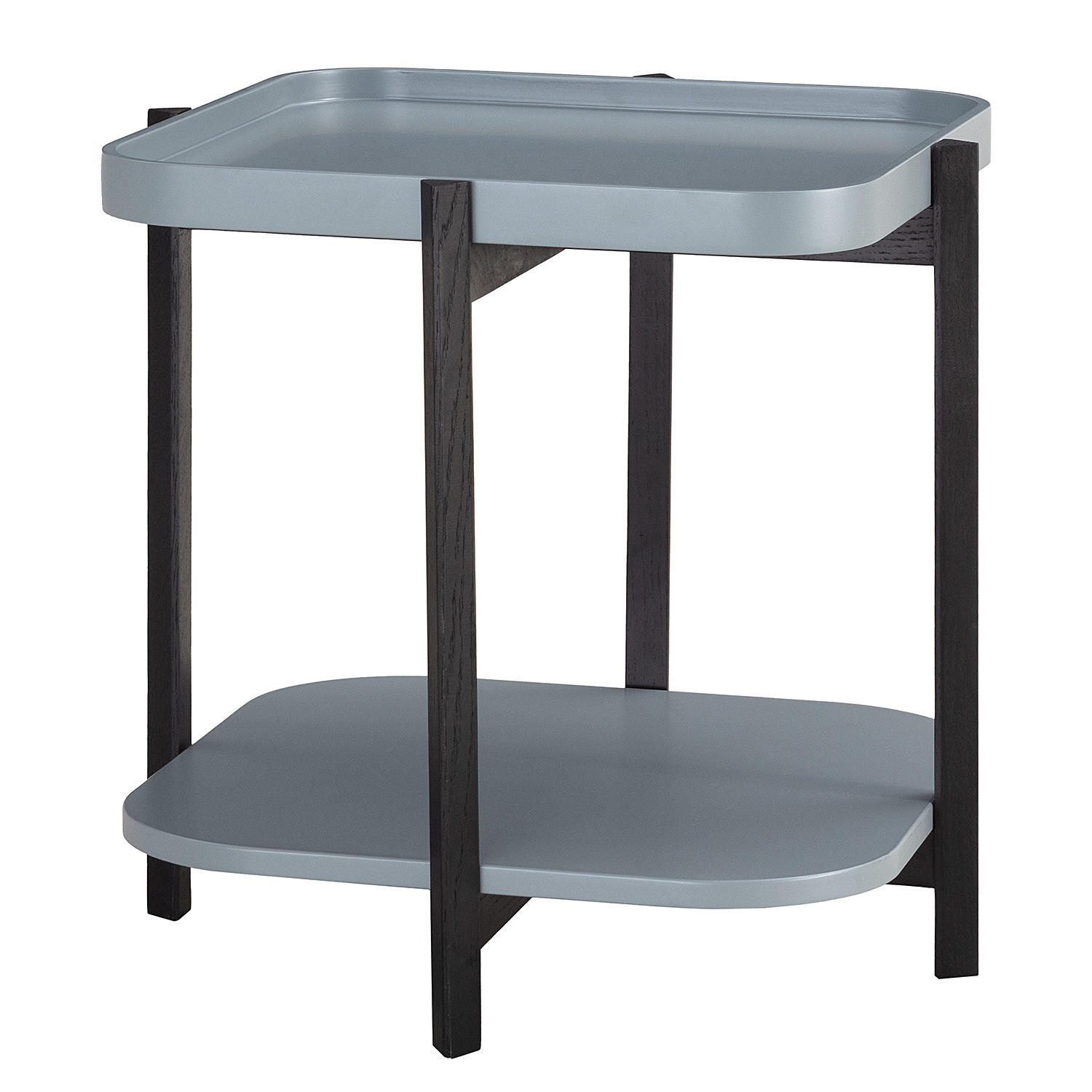BEISTELLTISCH - Eiche massiv / MDF - Blaugrau/Schwarz, Holz/Holzwerkstoff (57/57/55cm) - home24