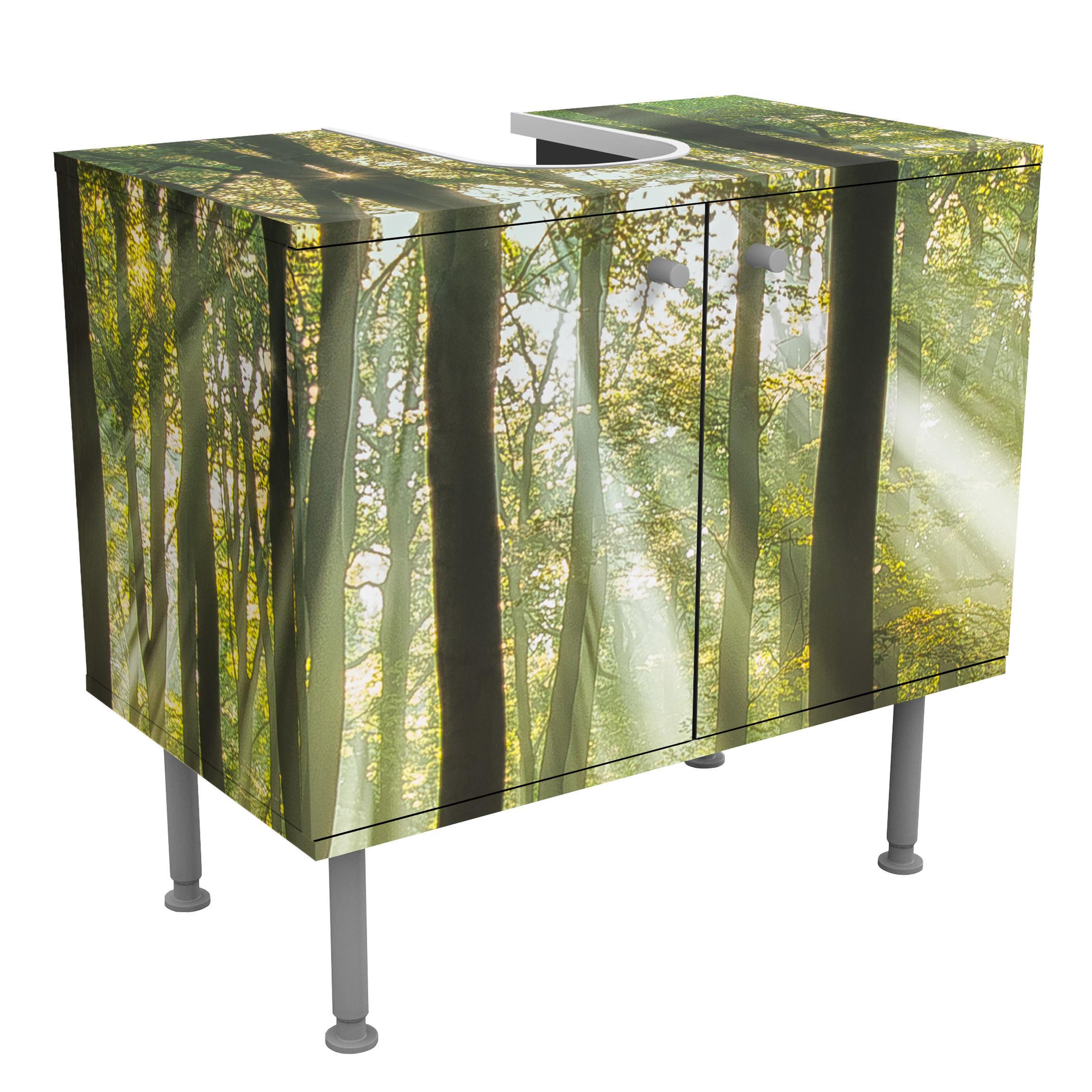 WASCHBECKENUNTERSCHRANK Sonnentag im Wald 60/55/35 cm - Grün, Holzwerkstoff (60/55/35cm) - Bilderwelten