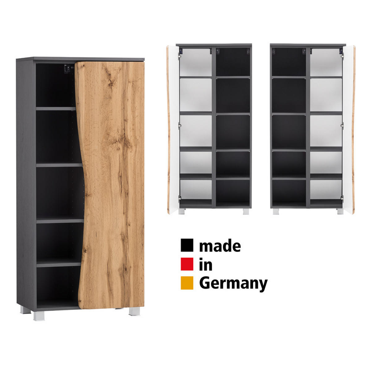 MIDISCHRANK Kahla-03 - Braun/Grau, Holzwerkstoff (60/130/35cm) - Lomado