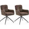 ESSZIMMERSTUHL 2er Set Stoff Braun - Schwarz/Braun, Textil/Metall (58/85/63cm) - CLP