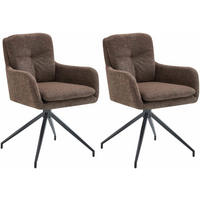 ESSZIMMERSTUHL 2er Set Stoff Braun - Schwarz/Braun, Textil/Metall (58/85/63cm) - CLP