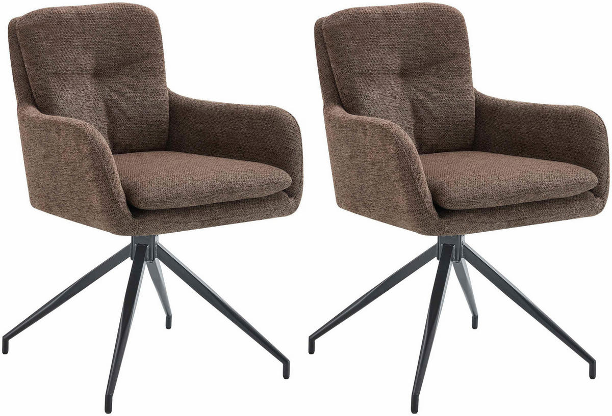 ESSZIMMERSTUHL 2er Set Stoff Braun - Schwarz/Braun, Textil/Metall (58/85/63cm) - CLP