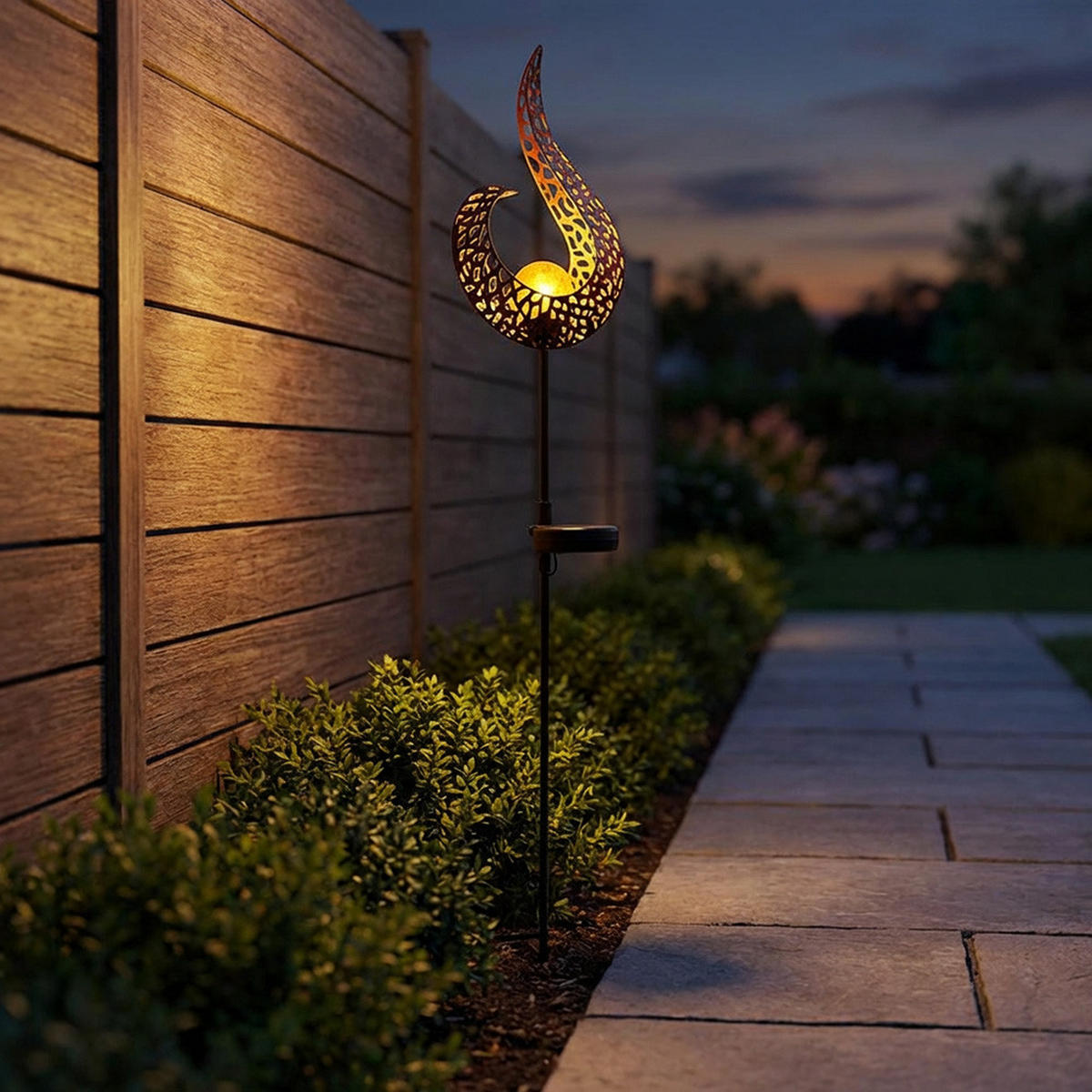 2X LED AUSSENLEUCHTE Schwarz Gold Flammenoptik - Schwarz, Glas (16.5/6.5/90cm) - Globo Lighting