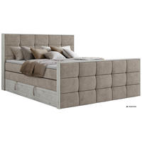BOXSPRINGBETT ALNOR KING DUO 180/200 - Greige Stukture - Topper Visco - H4 - Greige/Schwarz, Kunststoff/Textil (180/200cm) - MKS