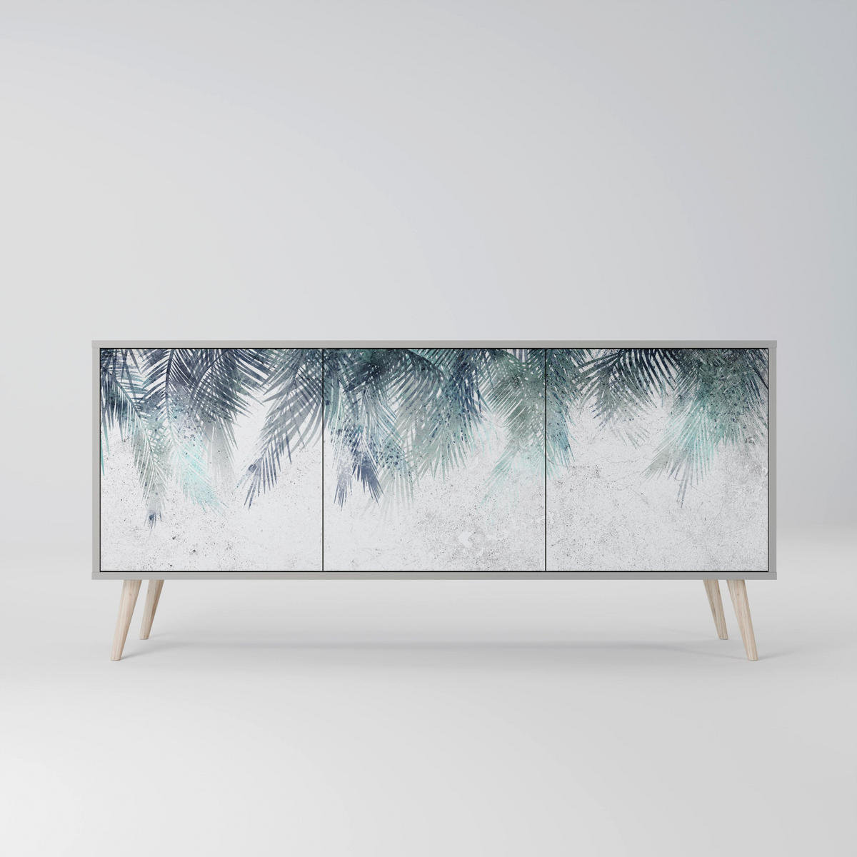 SIDEBOARD PALM VEIL, Eicheneffekt, 164,5x42x77,5 cm, 3 Türen - Eichefarben/Buchefarben, Holzwerkstoff/Buchenholz (164.5/77.5/42cm) - SpaceRebels