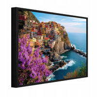 BILDER mit Rahmen Insel Ozean Blau 100x70 cm - Multicolor, Holzwerkstoff (100/70cm) - Wallarena