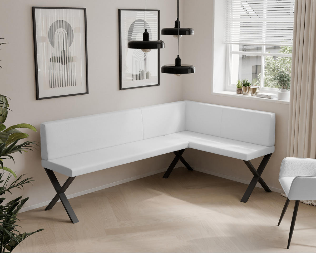 ECKBANK rechts VERO X Kunstleder glatt, 128/168 cm Weiß - Weiß, Kunststoff/Textil (128/168cm) - Idohome