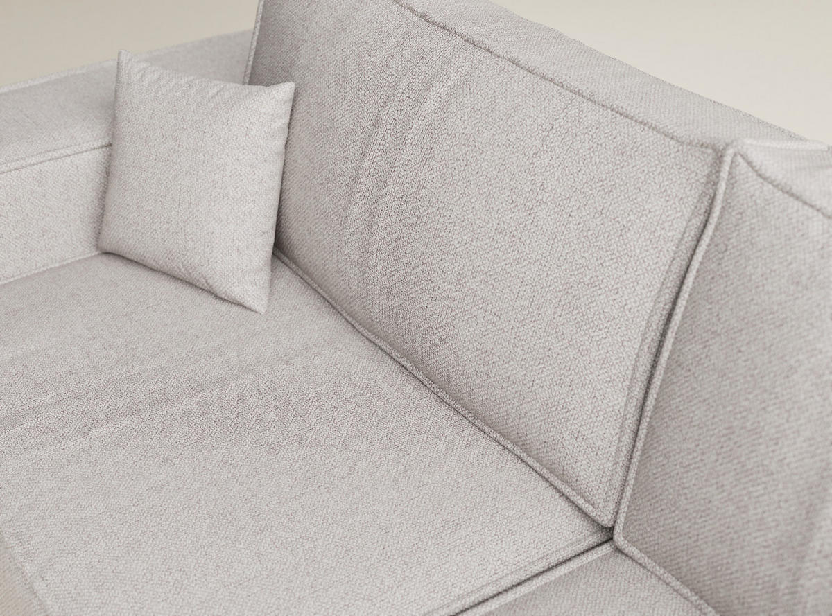 ECKSOFA MIT SCHLAFFUNKTION Tonga Hellbeige Webstoff - Beige/Schwarz, Holz/Holzwerkstoff (255/105cm) - Maison de Reve