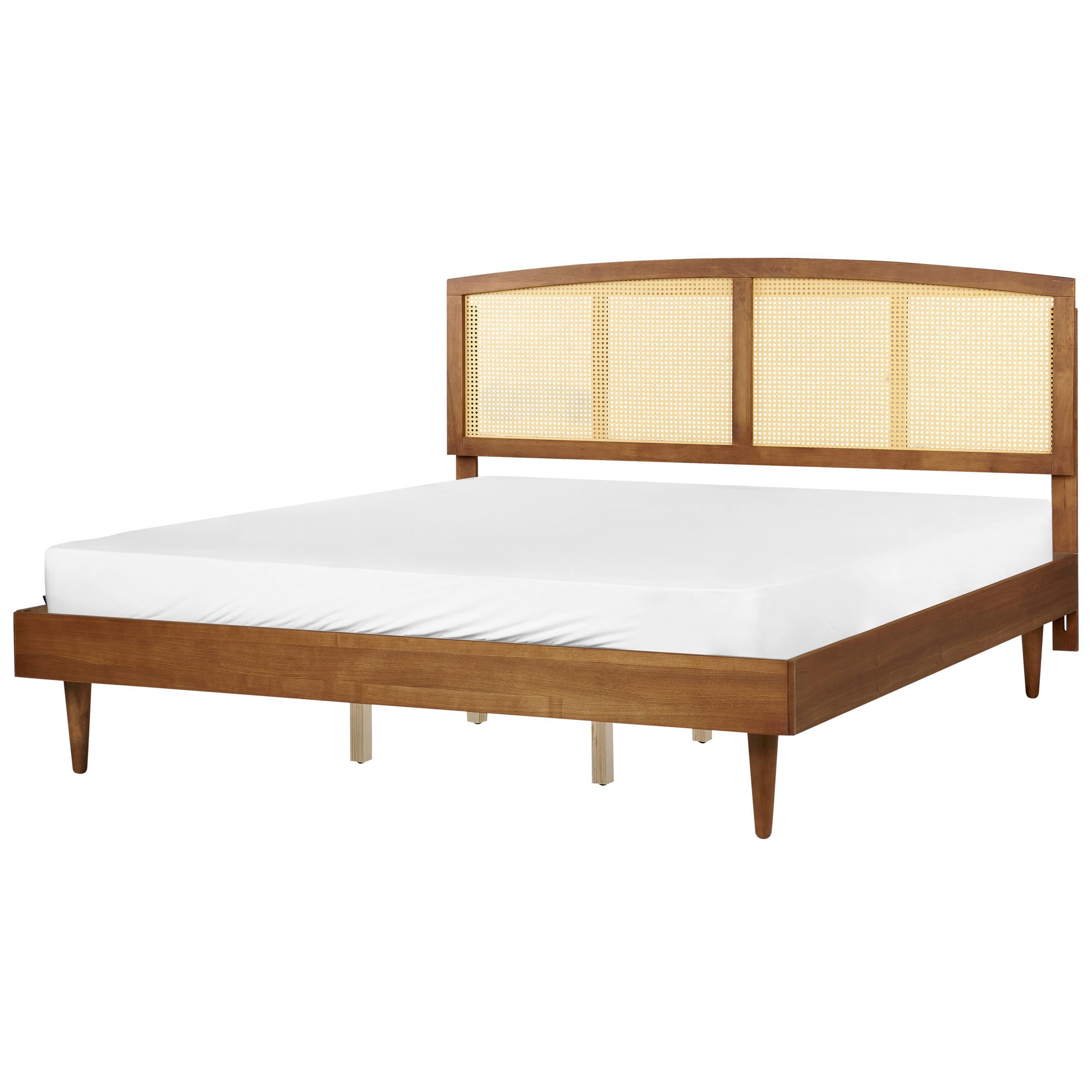 BETT mit Lattenrost 180/200 cm Gummibaumholz Braun Varzy - Braun, Holz (180/200cm) - Beliani