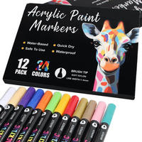 ACRYLSTIFTE 12er Set 24 Farben Doppelspitze Wasserfest - Multicolor, Kunststoff (1/1/17.5cm)