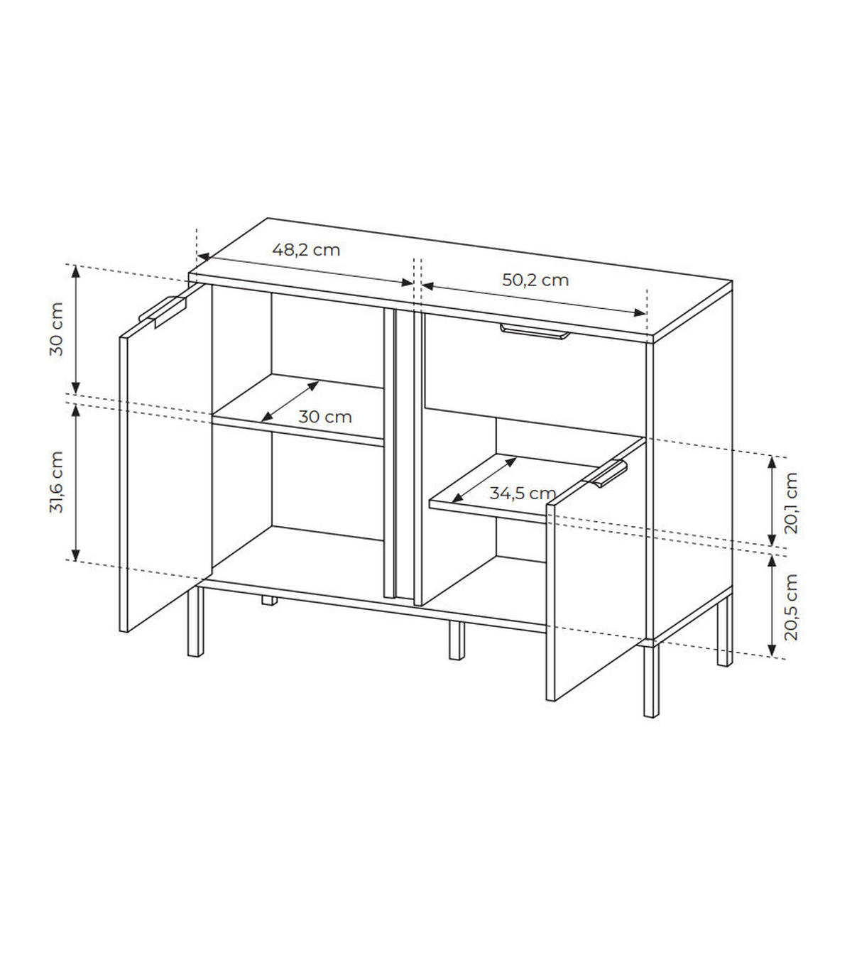SIDEBOARD Valdi D 103 cm Anthrazit / Gold - mit 2 Türen und 1 Schublade - Anthrazit/Gelb, Holz/Holzwerkstoff (103/81/39cm) - Ravio