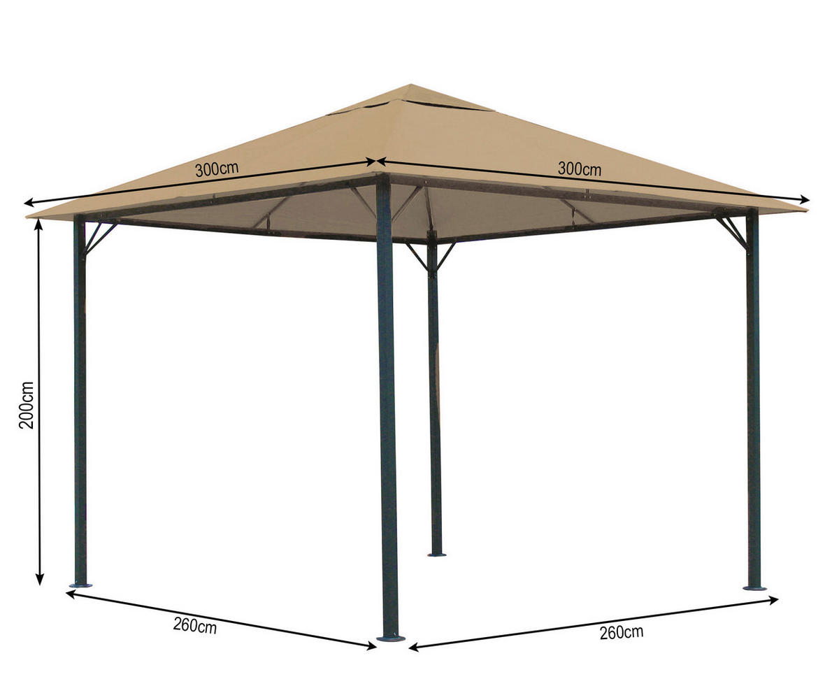 PAVILLON Nizza 3x3m Sand inkl. Seitenwandset - Beige, Metall (300/263/300cm) - QUICK STAR