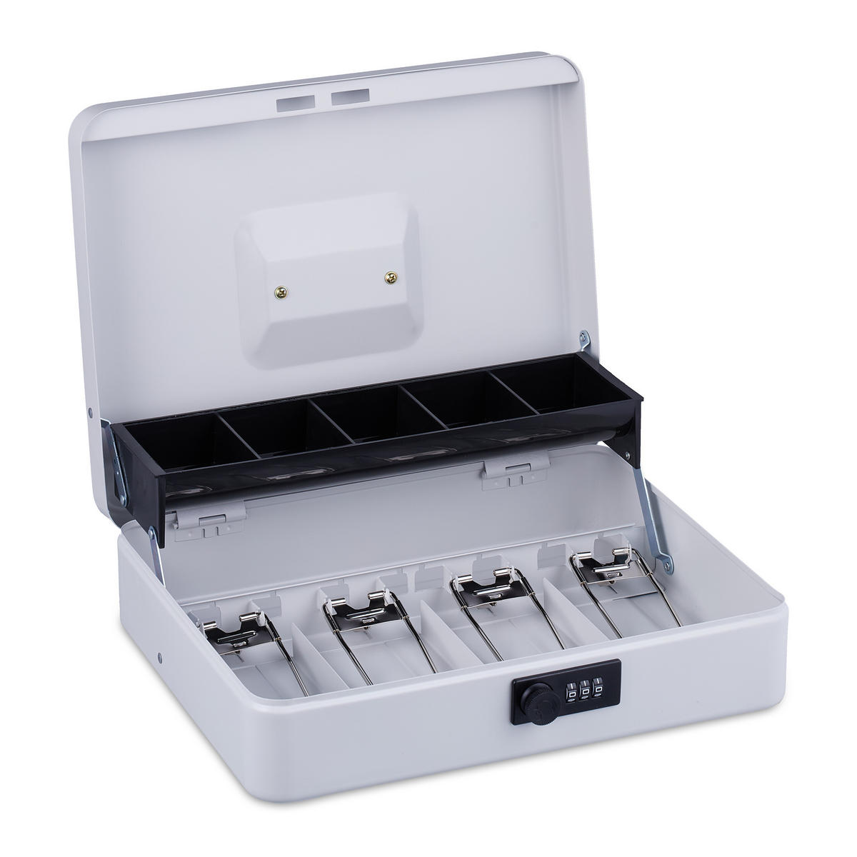 GELDKASSETTE - Weiß, Kunststoff/Metall (30.5/8.5/24.5cm) - Relaxdays