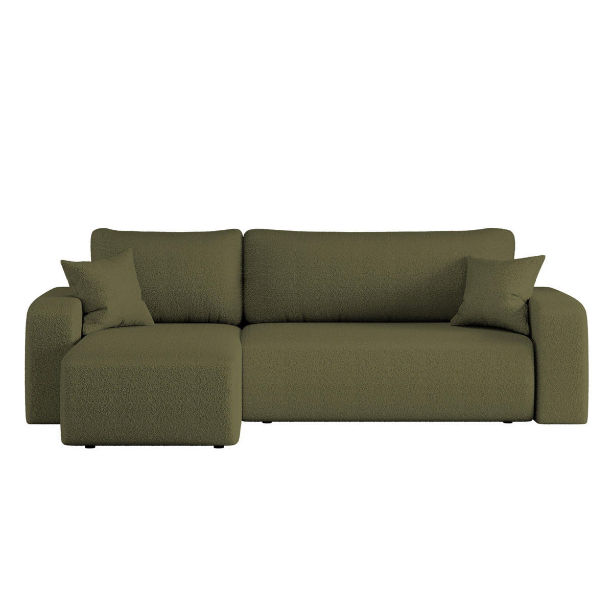 ECKSOFA L-FORM Schlaffunktion Und Bettkasten Eckcouch MILANO L Stoff Quelle Olive Links - Olivgrün, Holz/Textil (142/244cm) - Kaiser Möbel