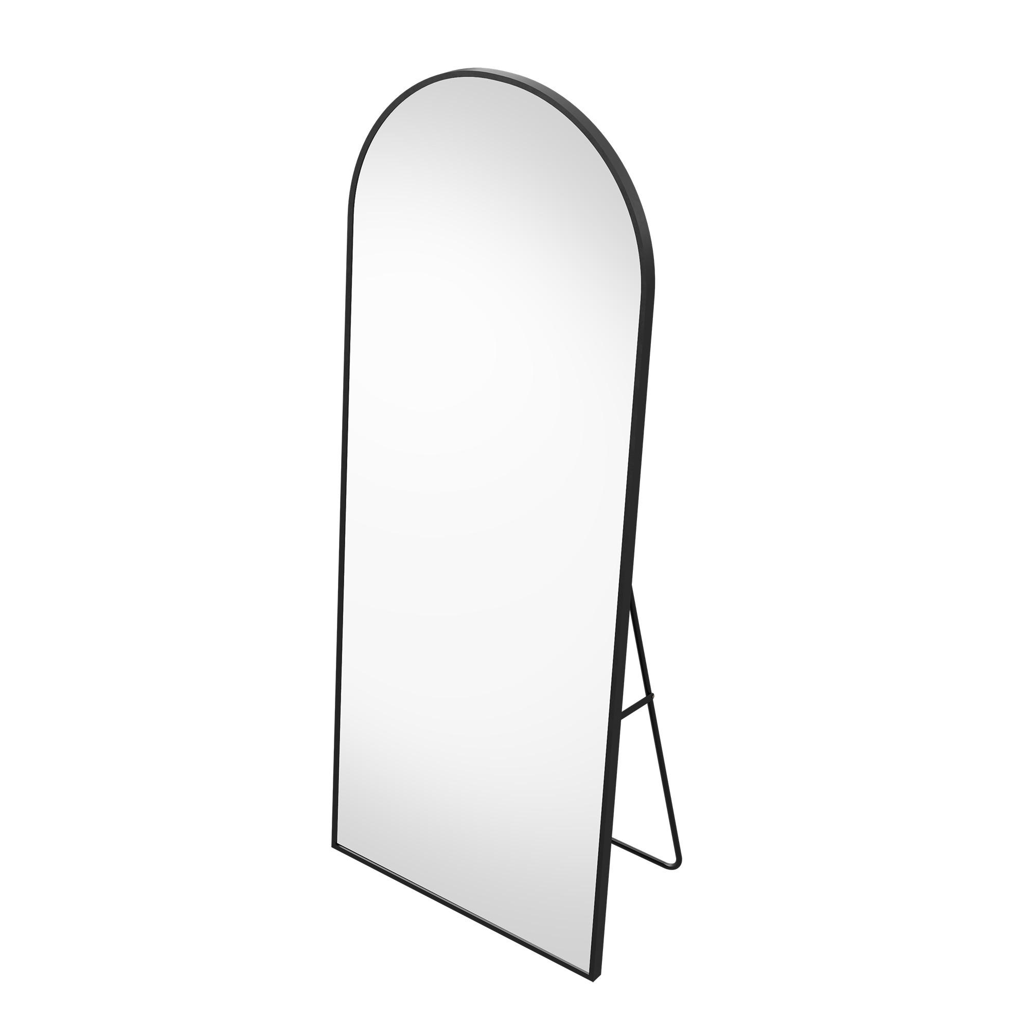 GANZKÖRPERSPIEGEL 63x173 cm, gebogener Aluminiumrahmen, freistehend/Wandmontage in Schwarz, für Wohn- & Schlafzimmer - Schwarz, Glas/Metall (63/2/173cm) - BRILVERDE