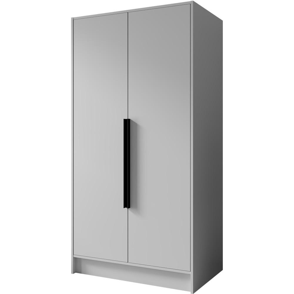 DREHTÜRENSCHRANK Pavia ohne Spiegel, Weiß mit mit schwarzen Griffen, 100 cm - Weiß, Holzwerkstoff (100/200/51cm) - Beautysofa