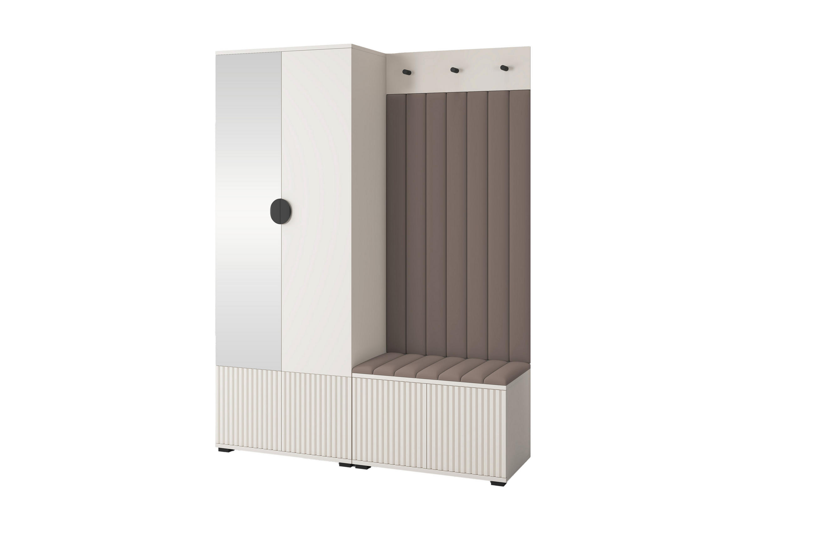 GARDEROBE Ritmo version 1 mit Spiegel, mit POLSTERPANEELEN BRAUN - Beige/Braun, Holzwerkstoff (140/185/40cm) - Jerpax