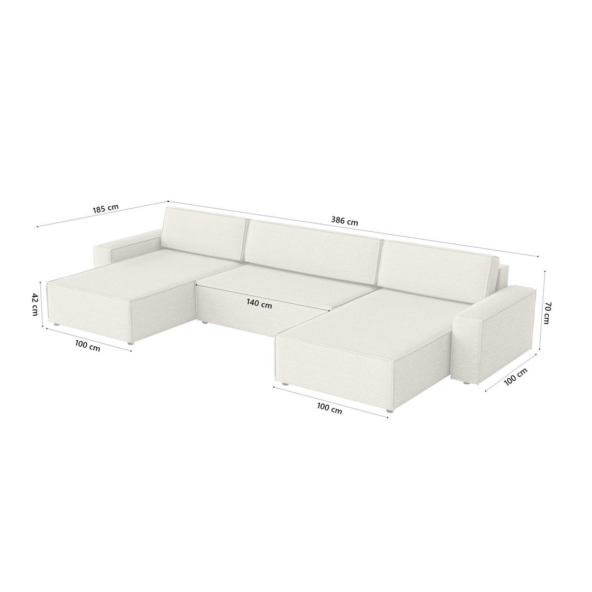 WOHNLANDSCHAFT Lummo U mit Schlaffunktion, Beige - Beige, Textil (386/70/185cm) - Fedve