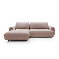 ECKSOFA ZEST Rosa Geflochtener Stoff mit Schlaffunktion - Rosa, Holz (270/167cm) - MASSENO