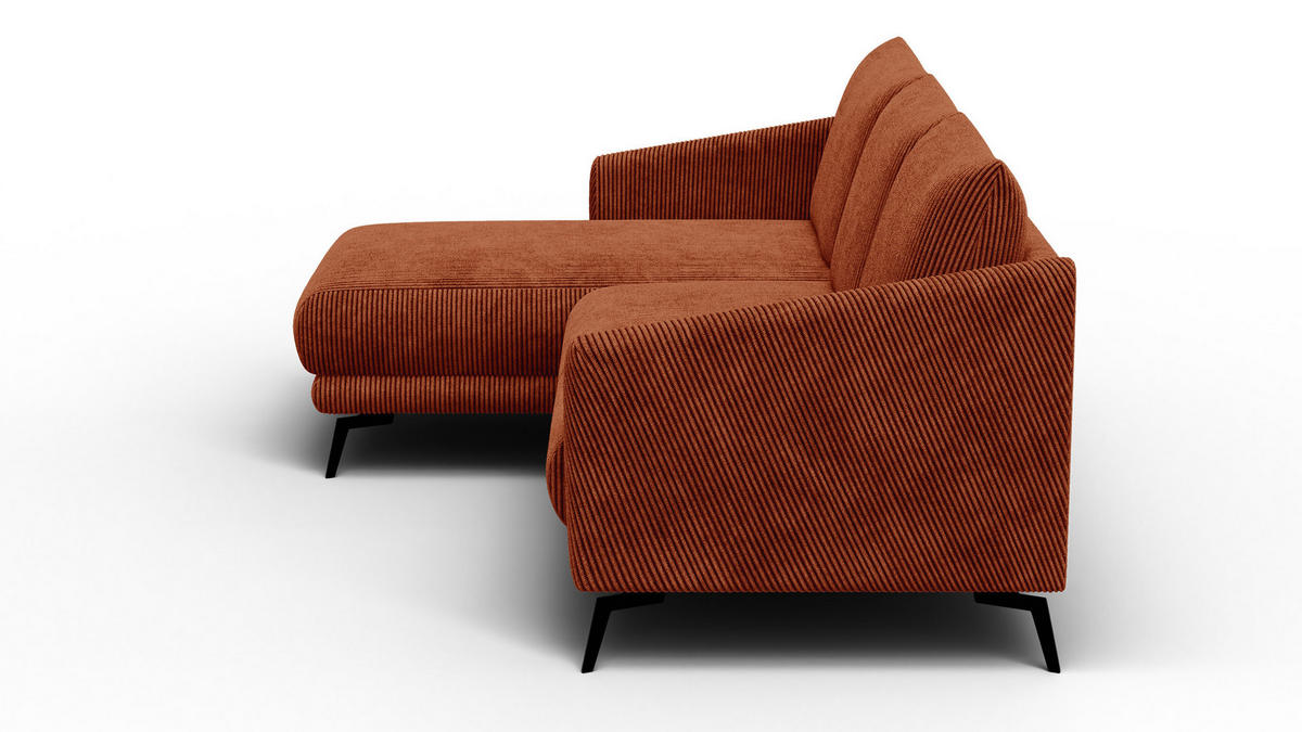 ECKSOFA VILT 3-Sitzer, orange - Schwarz/Orange, Holzwerkstoff/Textil (221/156cm) - Courtois Laville