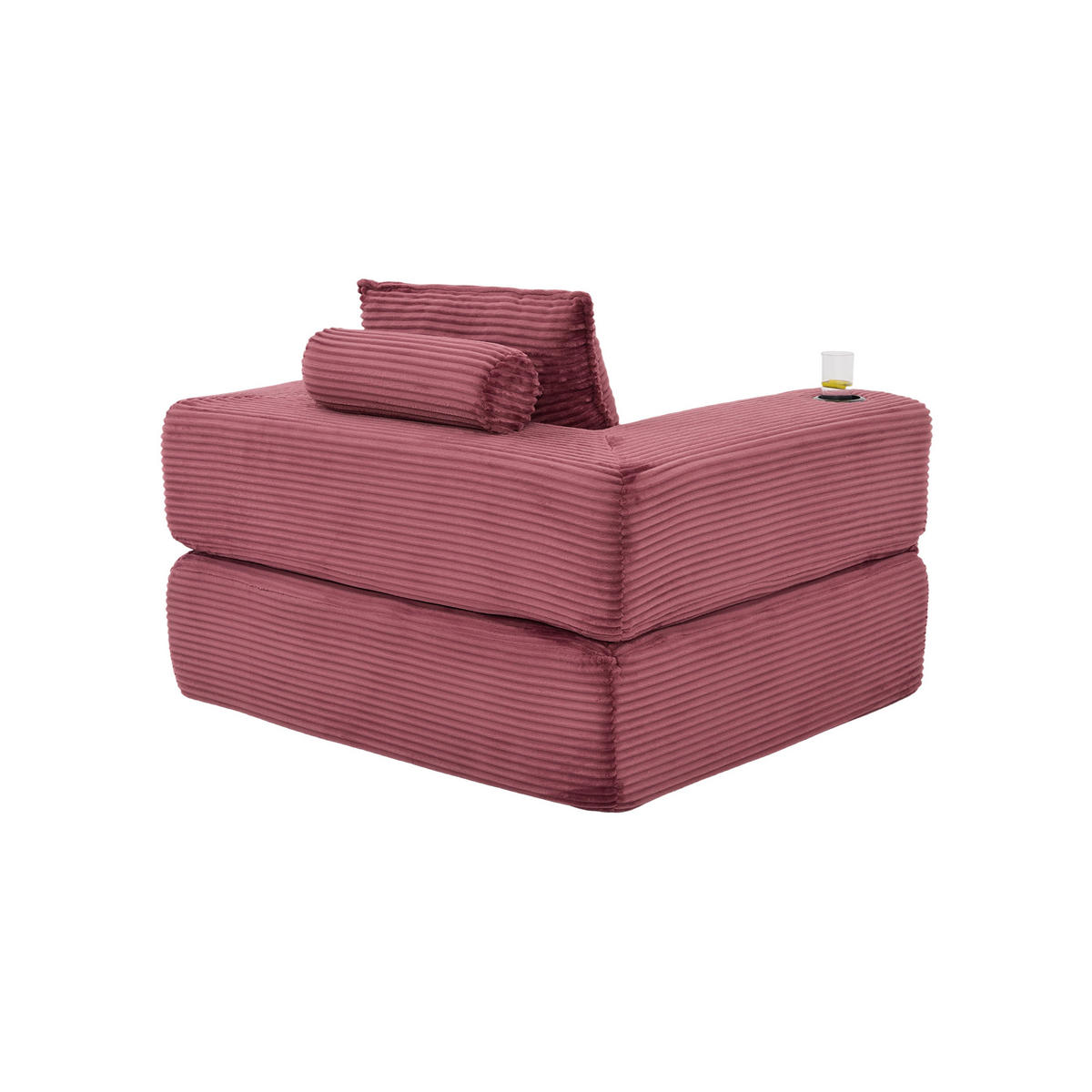 SCHLAFSOFA DE-33602 mit Federkern und Getränkehalter Weinrot - Weinrot, Textil (122/80/98cm) - ComfortXL