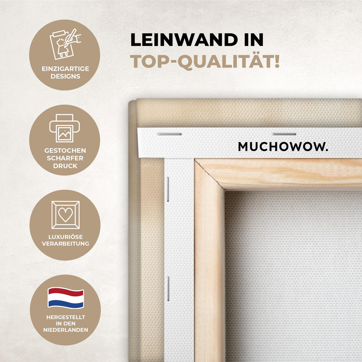 LEINWANDBILD 2er Set Landschaft - Japandi - Beige - Vögel 80x60 cm - Beige, Textil (80/60cm) - MuchoWow