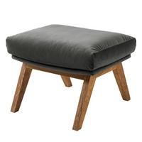 POLSTERHOCKER mit Holzfüßen - Eichefarben/Grün, Eichenholz/Textil (51/37/41cm) - home24