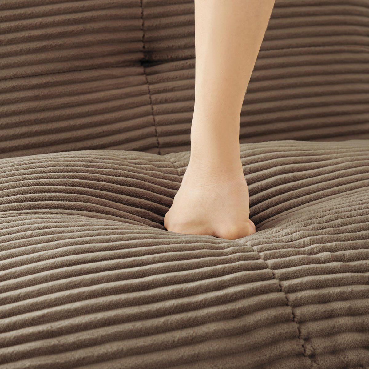 SOFA modular mit Tiefsitz Cord Brown - Braun, Kunststoff (104/69/293cm) - Meubliv