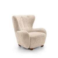 SESSEL MIST, Polstersessel Klassisch Loungesessel, Chenille-Stoff Beige - Beige, Holz/Holzwerkstoff (88/91/100cm) - MASSENO