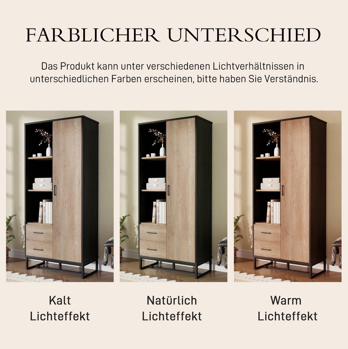 HIGHBOARD 80/40/180 cm mit 1 Tür, 2 Schubladen und 3 offenen Fächern, MDF in Holzfarbe/Schwarz - Schwarz, Holzwerkstoff (80/180/40cm) - Redom