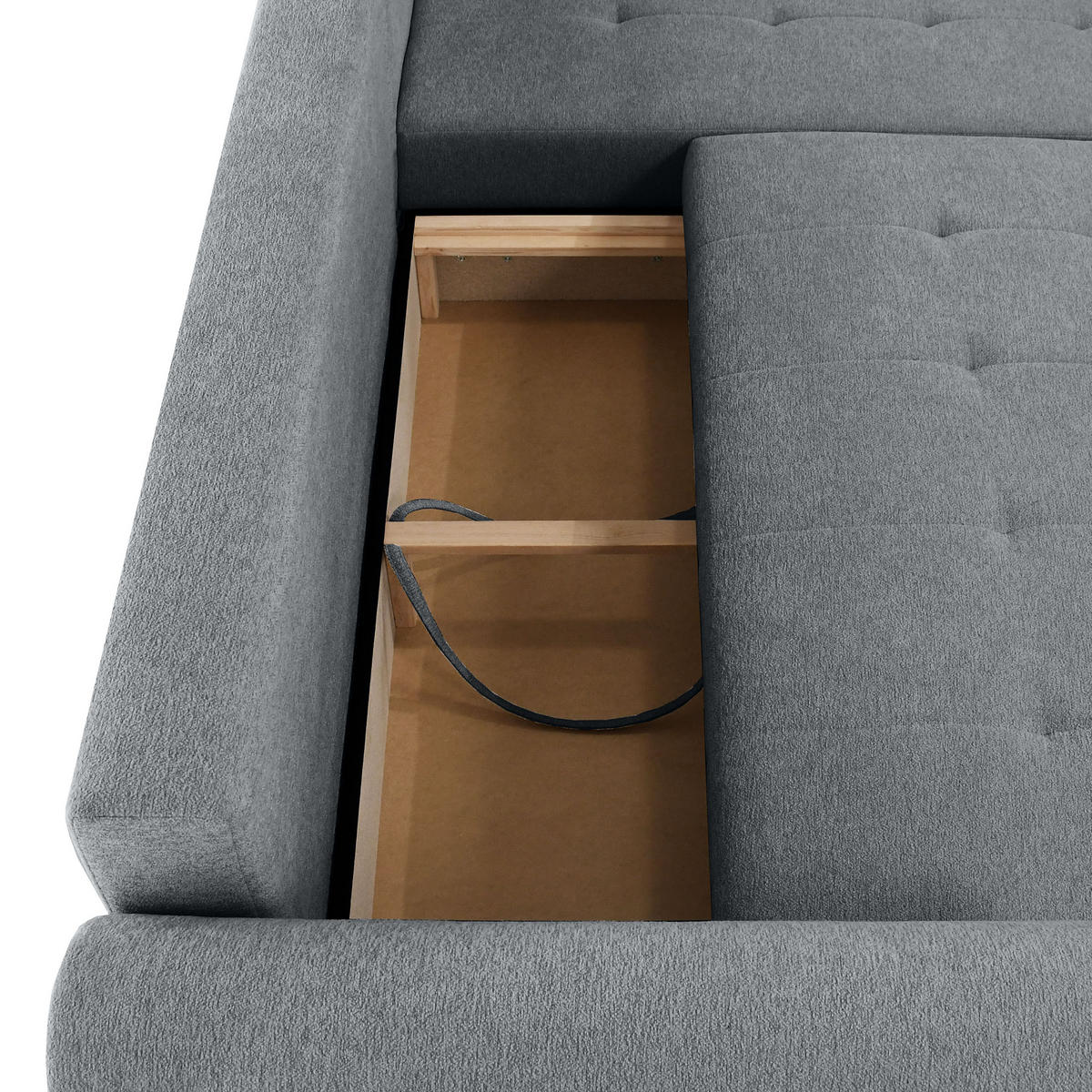ECKSCHLAFSOFA Dallas mit Bettkasten, 255 cm, Dunkelgrau, rechts, Velour-Stoff - Dunkelgrau, Textil (255/175cm) - Beautysofa