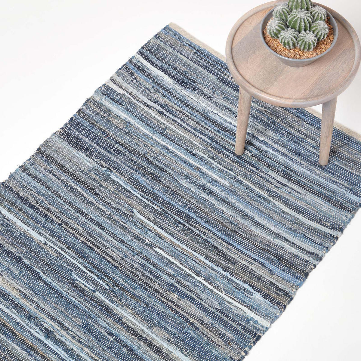 FLICKENTEPPICH aus Recycling-Denim 60/90 cm - Blau, Textil (60/90cm) - Homescapes