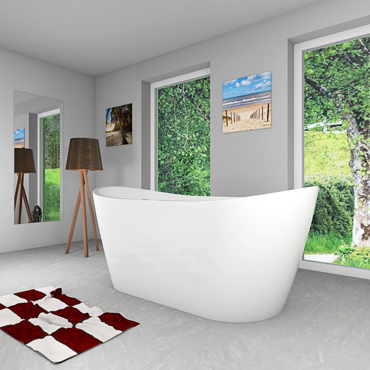 FREISTEHENDE Badewanne Wanne F13 180x92cm Whirlpool Luftmassage - Weiß, Glas/Kunststoff (80/72/180cm) - AcquaVapore by Sandra Jentho