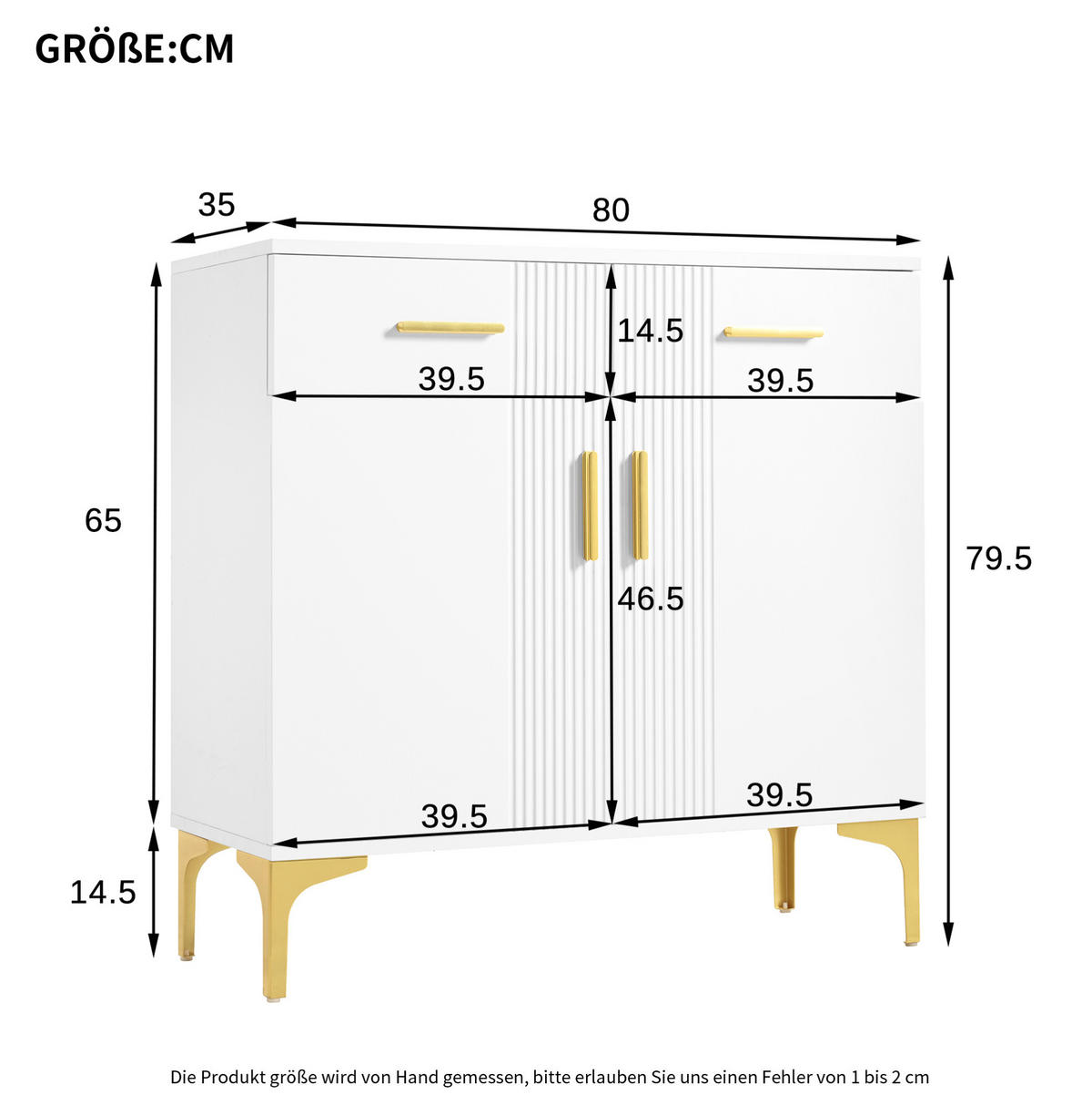 SIDEBOARD 80/79,5/35 cm Weiß aus MDF mit Kippsicherung - Weiß, Holzwerkstoff (35/79.5/80cm) - OKMYHOME