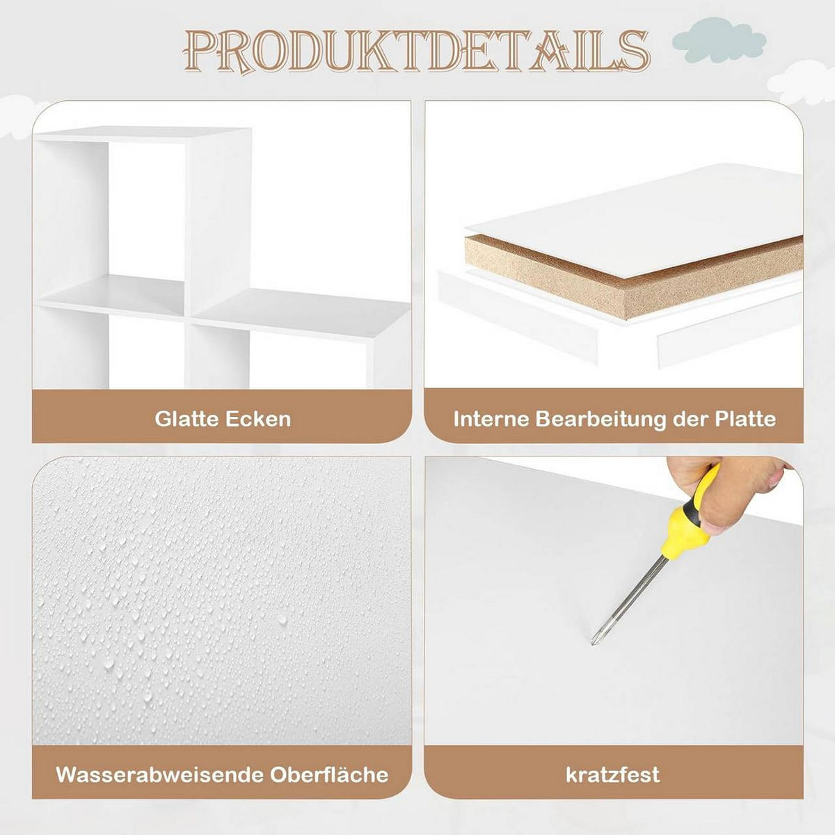 REGALE Bücherregal mit 10 Fächern, 136x29x136cm, Weiß - Weiß, Holzwerkstoff (136/136/29cm) - Woltu