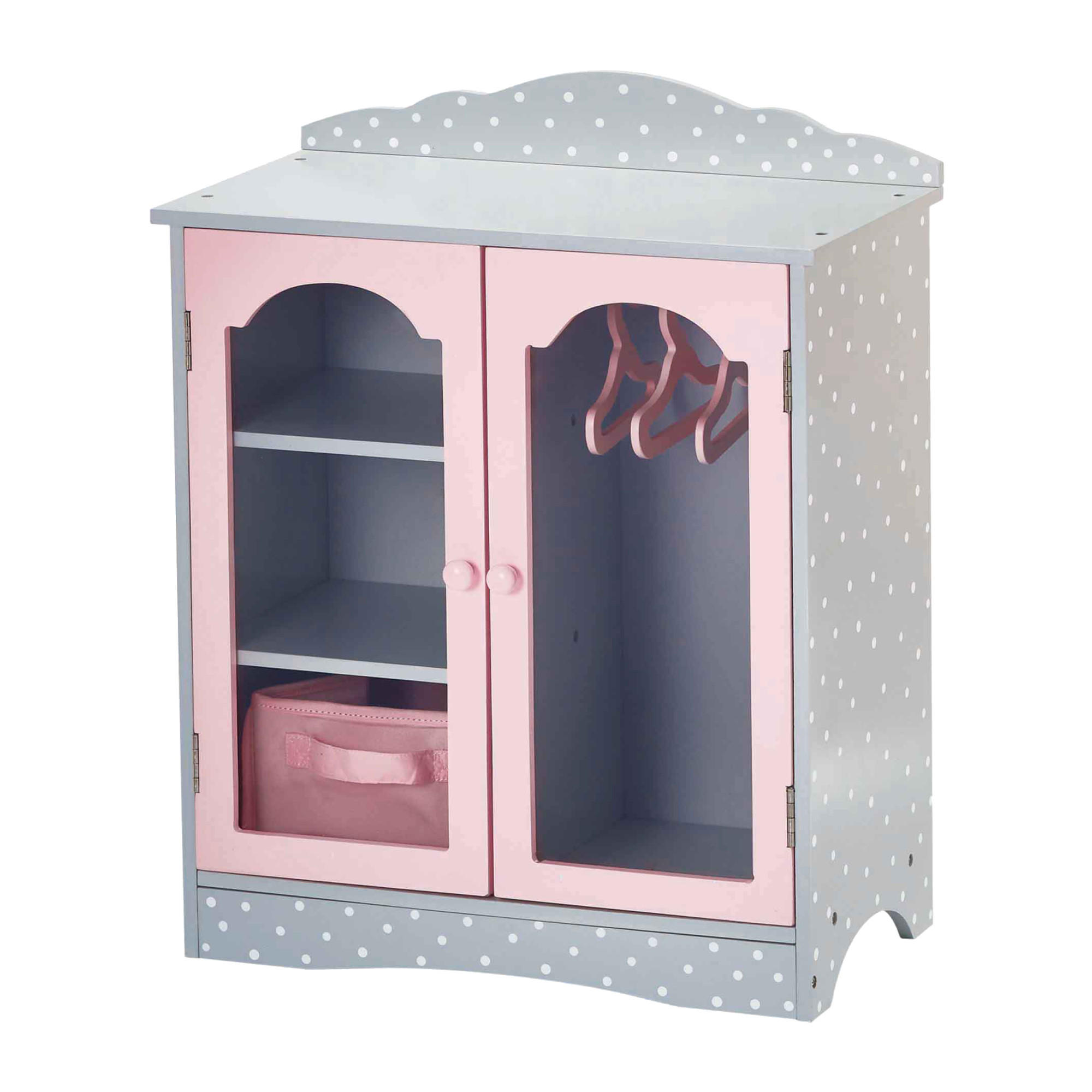 PUPPENSCHRANK Holz mit Schublade Regalen Kleider, Grau, 53cm - Grau, Holzwerkstoff (23/53/43cm) - Teamson Kids