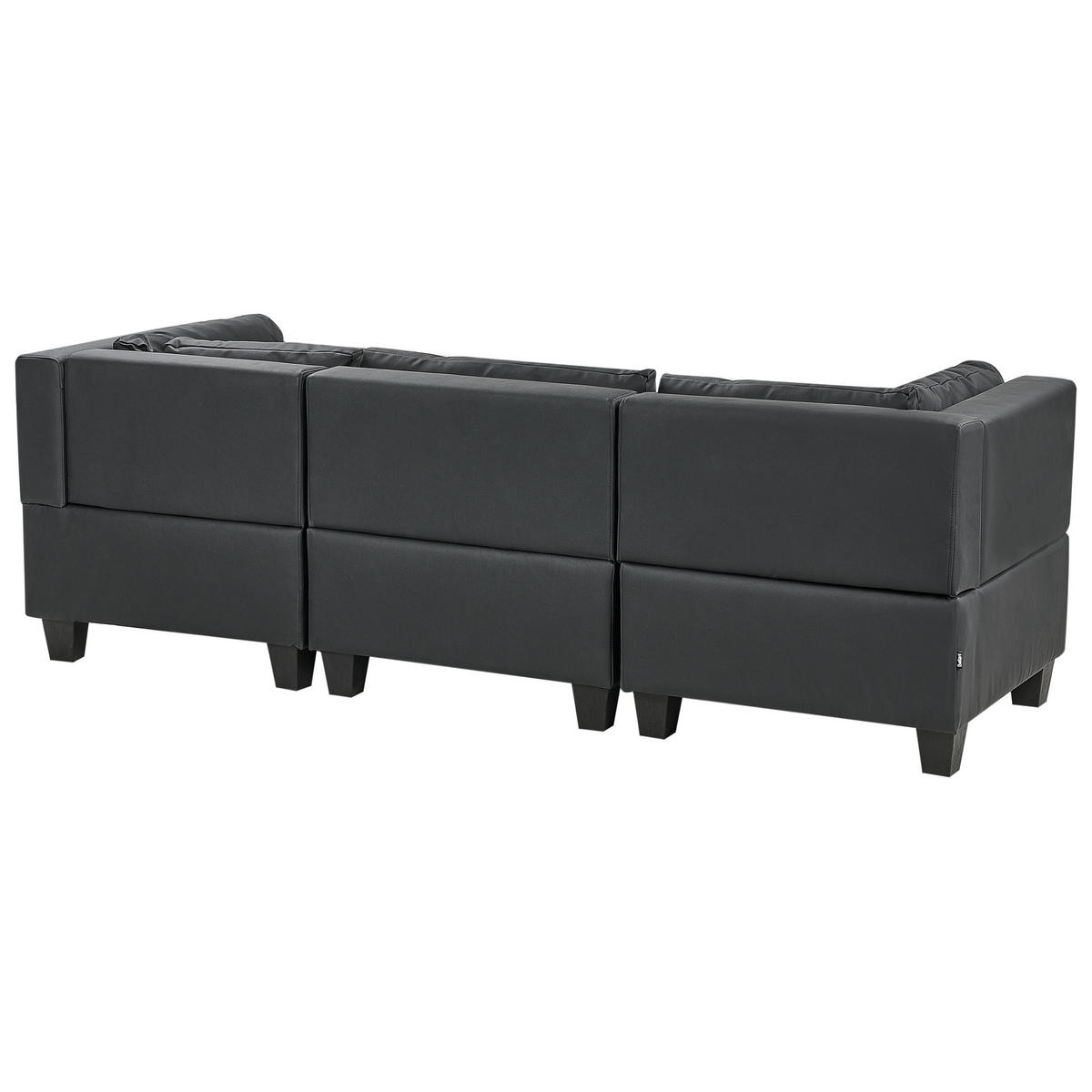 3-SITZER-MODULSOFA Schwarz Kunstleder Unstad - Schwarz, Kunststoff (228/72/76cm) - Beliani