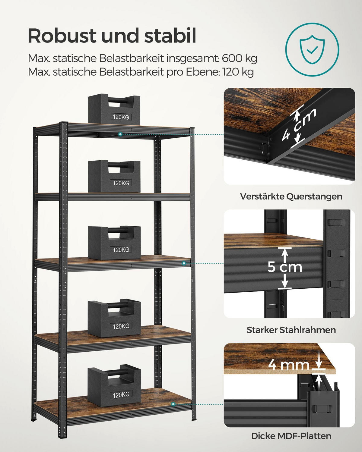 SCHWERLASTREGALE JAKARTA 2ER-SET - Braun, Holzwerkstoff (100/200/50cm) - Hansiro