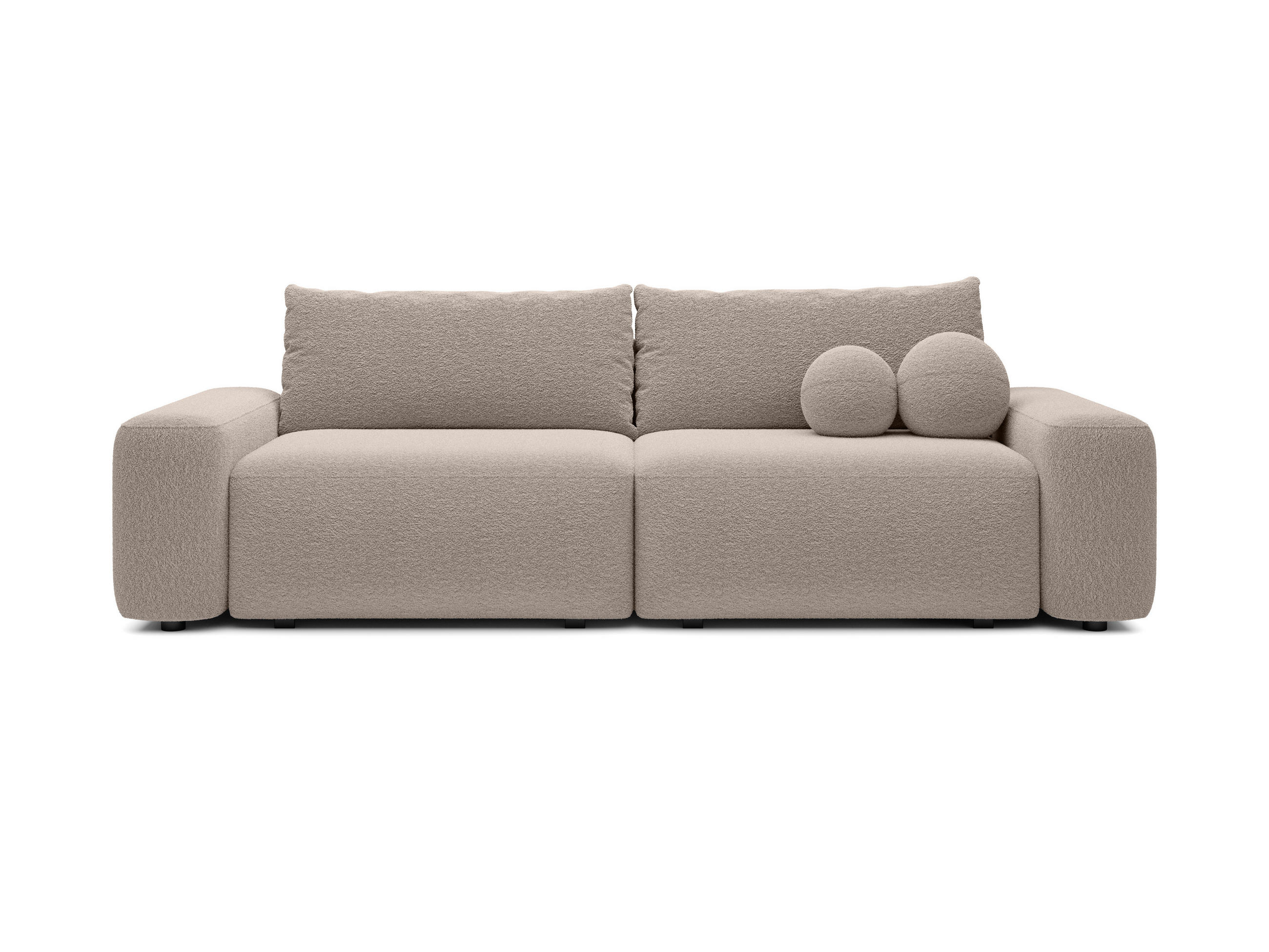 BETTSOFA RUOTA Beige Bucle-Stoff mit Schlaffunktion - Beige, Textil (105/87/257cm) - MASSENO