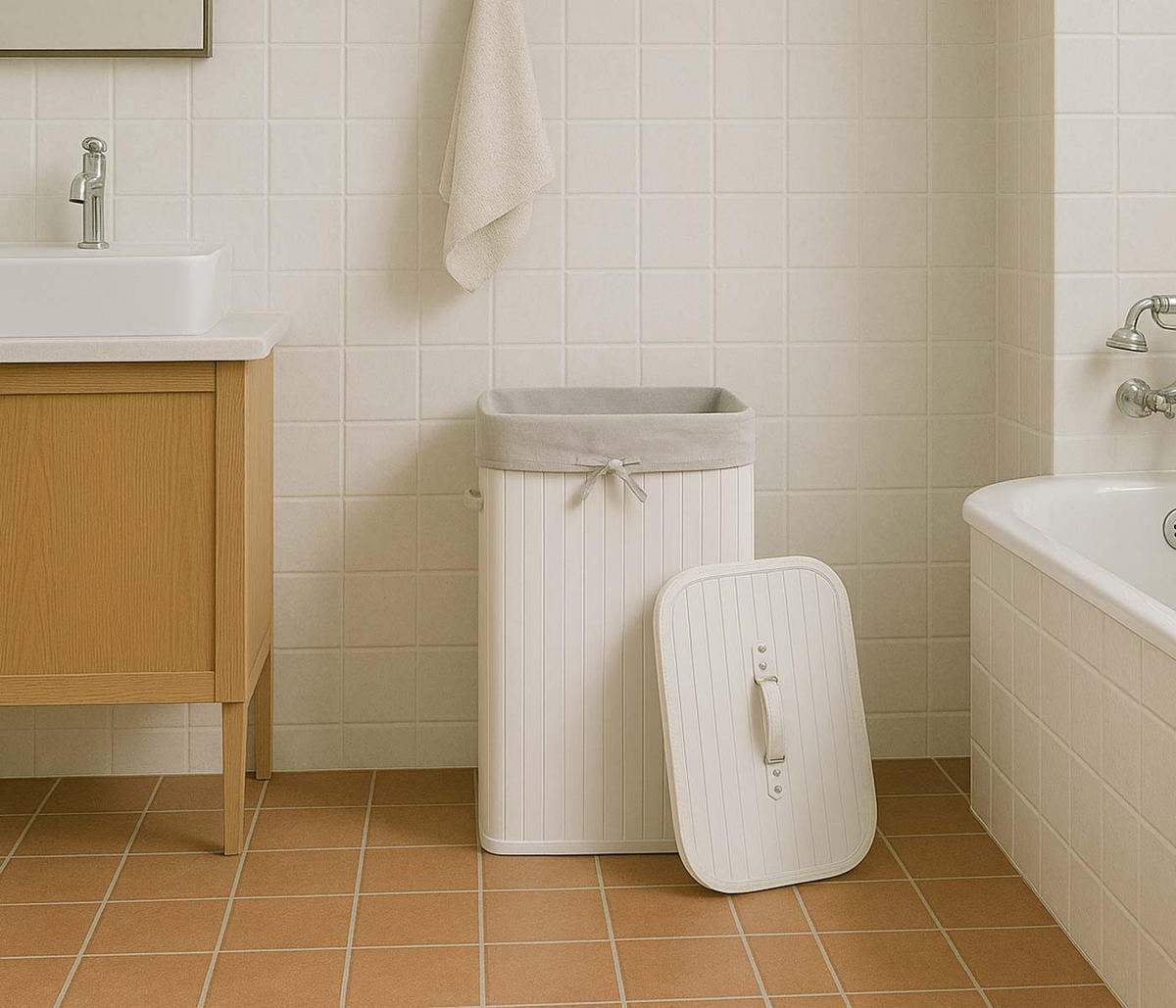 KOŠ NA PRÁDLO Bílý, krémově bílý - bílá/krémová, textil (43/61/32cm) - MCW