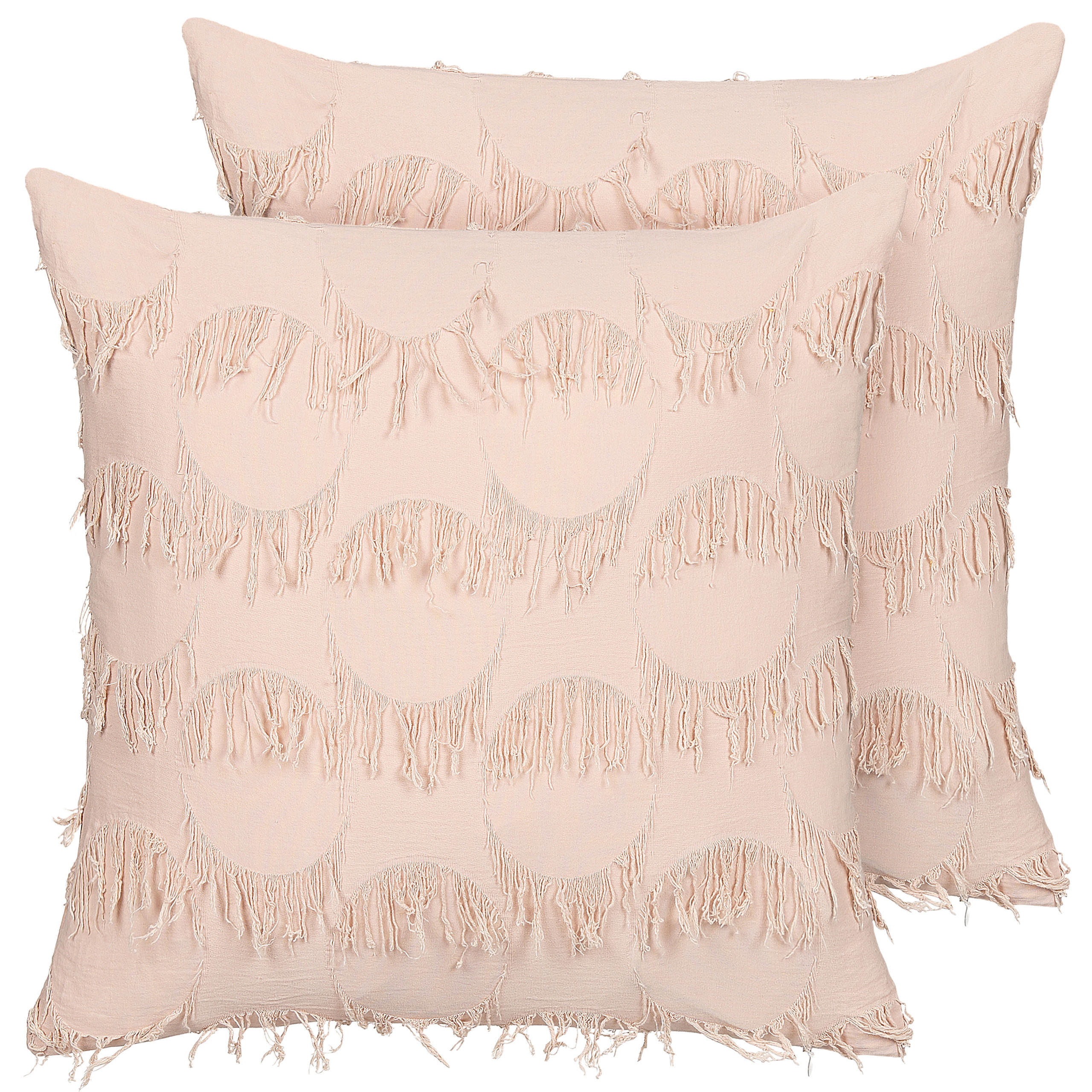 DEKOKISSEN 2er-Set Lachsrosa 45/45 cm Agastache - Koralle, Textil (45/45cm) - Beliani