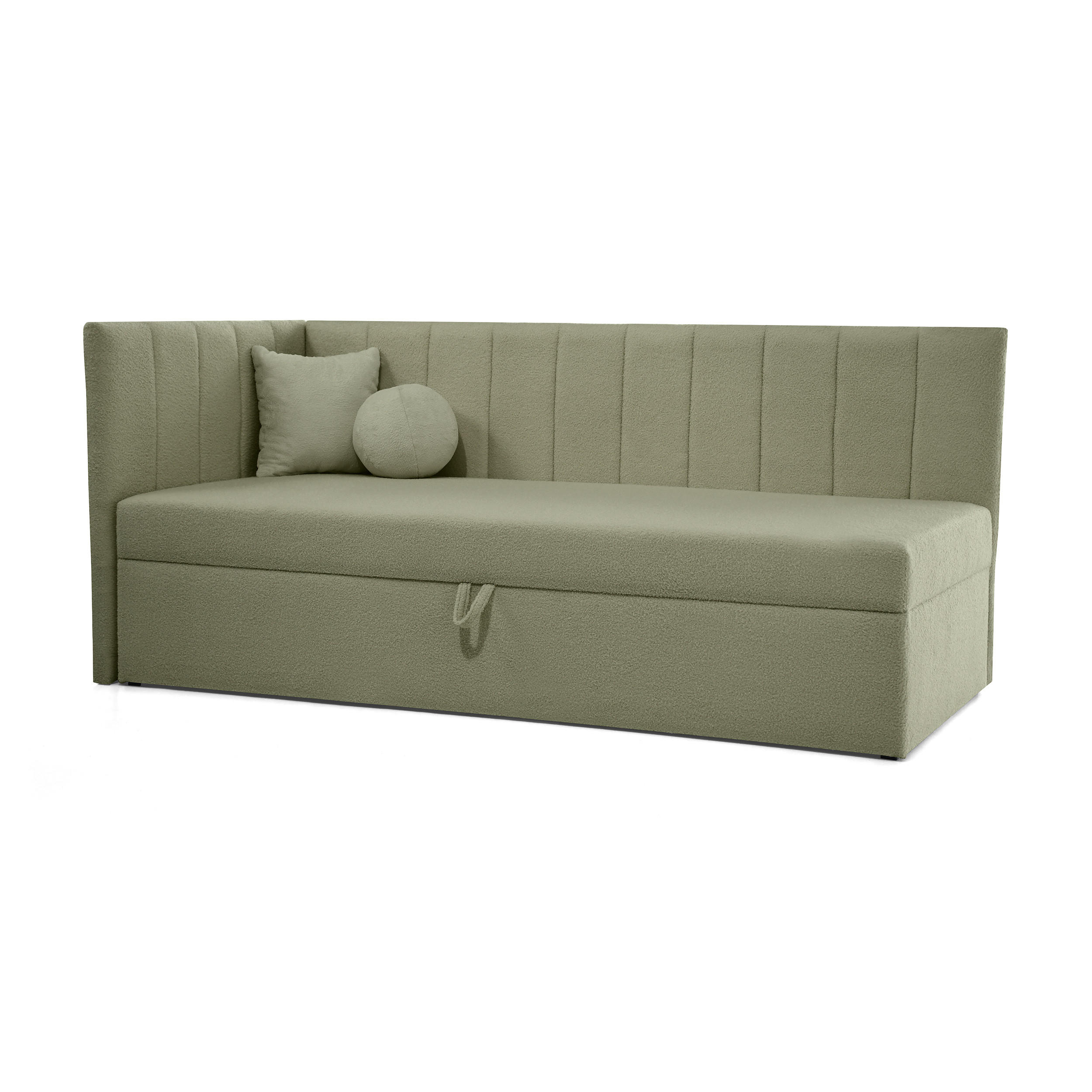 SCHLAFSOFA Rafi, Eckbett mit Bettkasten, 90x200 cm, Hellgrün - Hellgrün, Textil (209/94/102cm) - Beautysofa