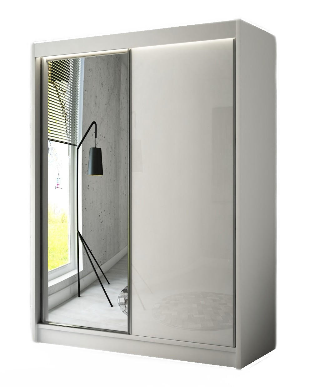 SCHRANK Weiß VELIS Schiebetür Mit Spiegel 120 cm - Weiß, Holzwerkstoff (120/215/61cm) - Sepro Meble