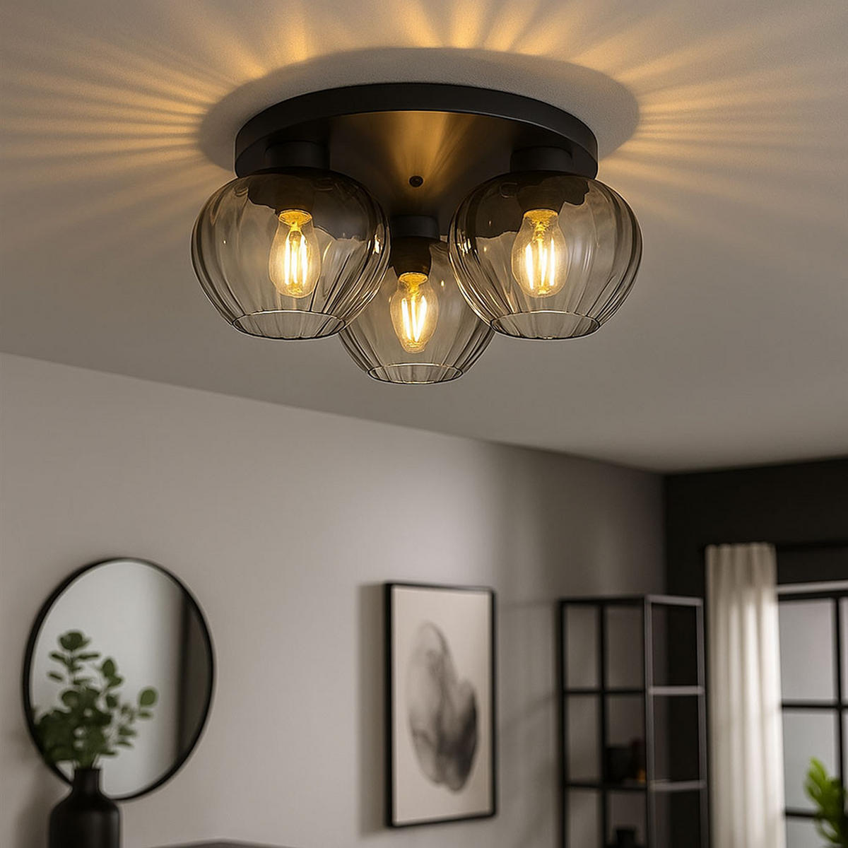 KRONLEUCHTER TOY Schwarz Rauchglas - Schwarz, Glas (45/45/20.5cm) - Nowa